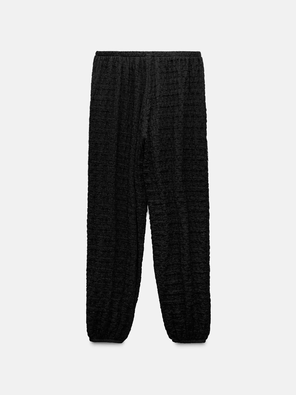 Black Textured Knit Lounge Pants
